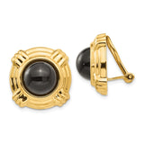 14k Omega Clip Black Onyx Cabochon 18mm Non-pierced Earrings H942