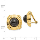 14k Omega Clip Black Onyx Cabochon 18mm Non-pierced Earrings H942