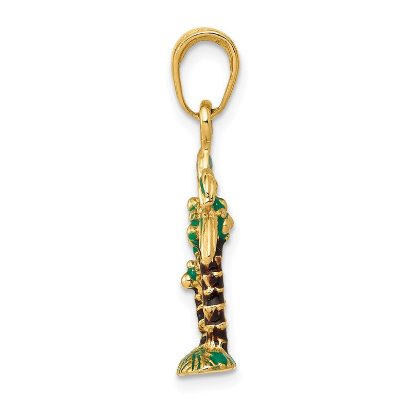 14k 3-D Enameled Palm Trees Pendant K2890