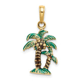 14k 3-D Enameled Palm Trees Pendant K2890