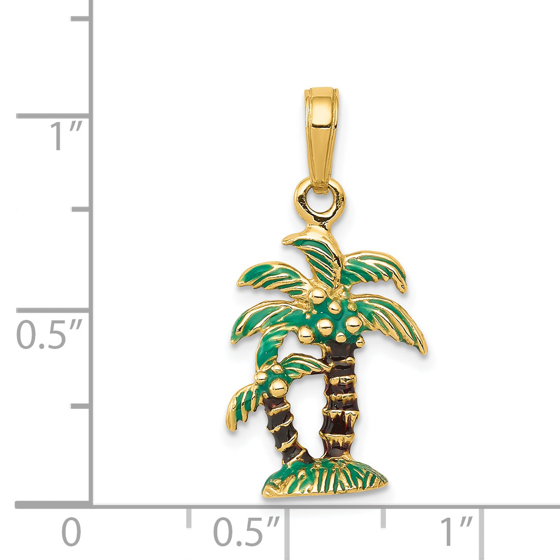14k 3-D Enameled Palm Trees Pendant K2890