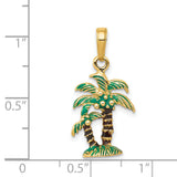 14k 3-D Enameled Palm Trees Pendant K2890