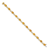 14k Complete Oval Amethyst and Diamond Fancy Link 7 inch Bracelet BM4496