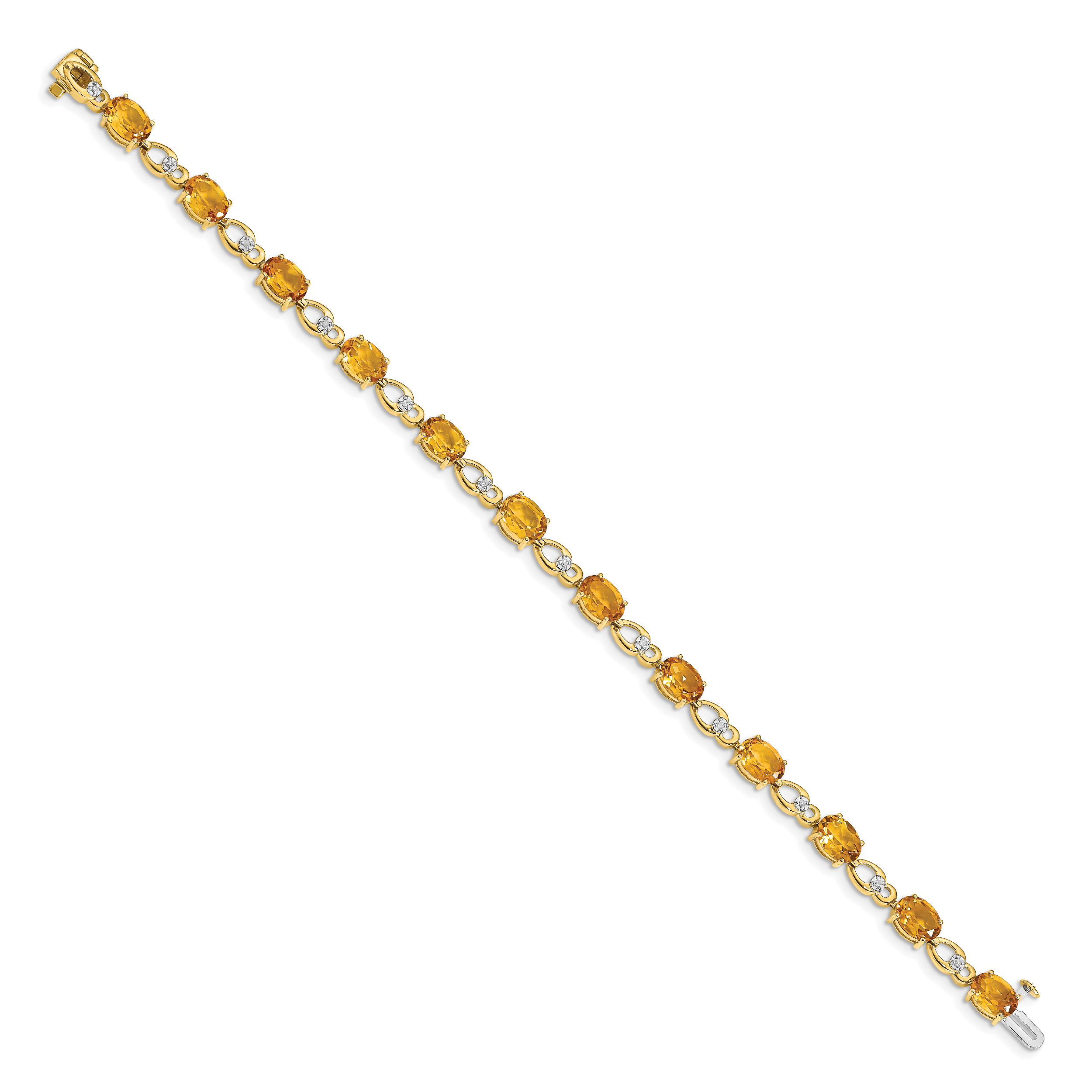 14k Complete Oval Amethyst and Diamond Fancy Link 7 inch Bracelet BM4496