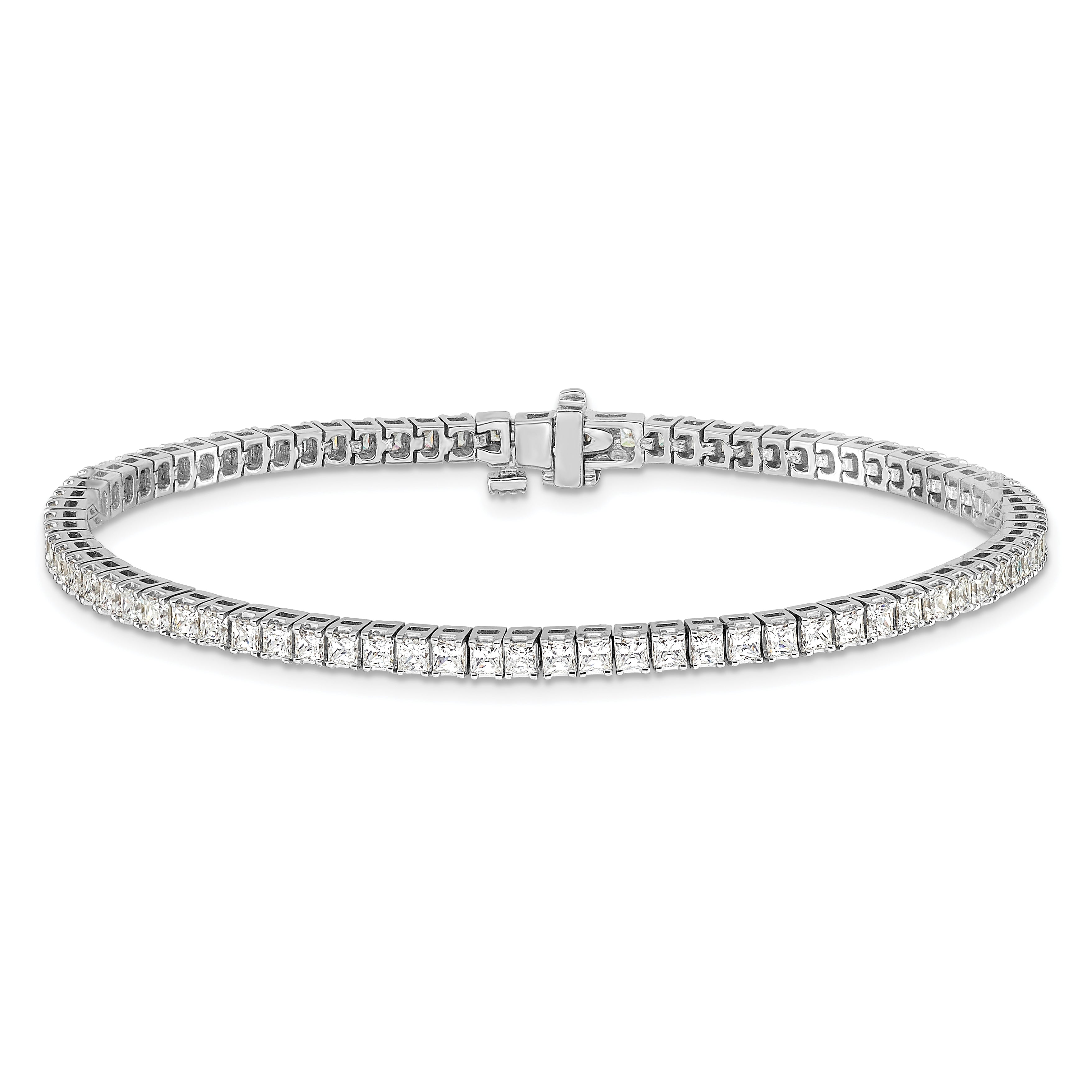 14k White Gold Complete 4 carat Princess AA Diamond 4-prong 7 inch Tennis Bracelet X10022WAA