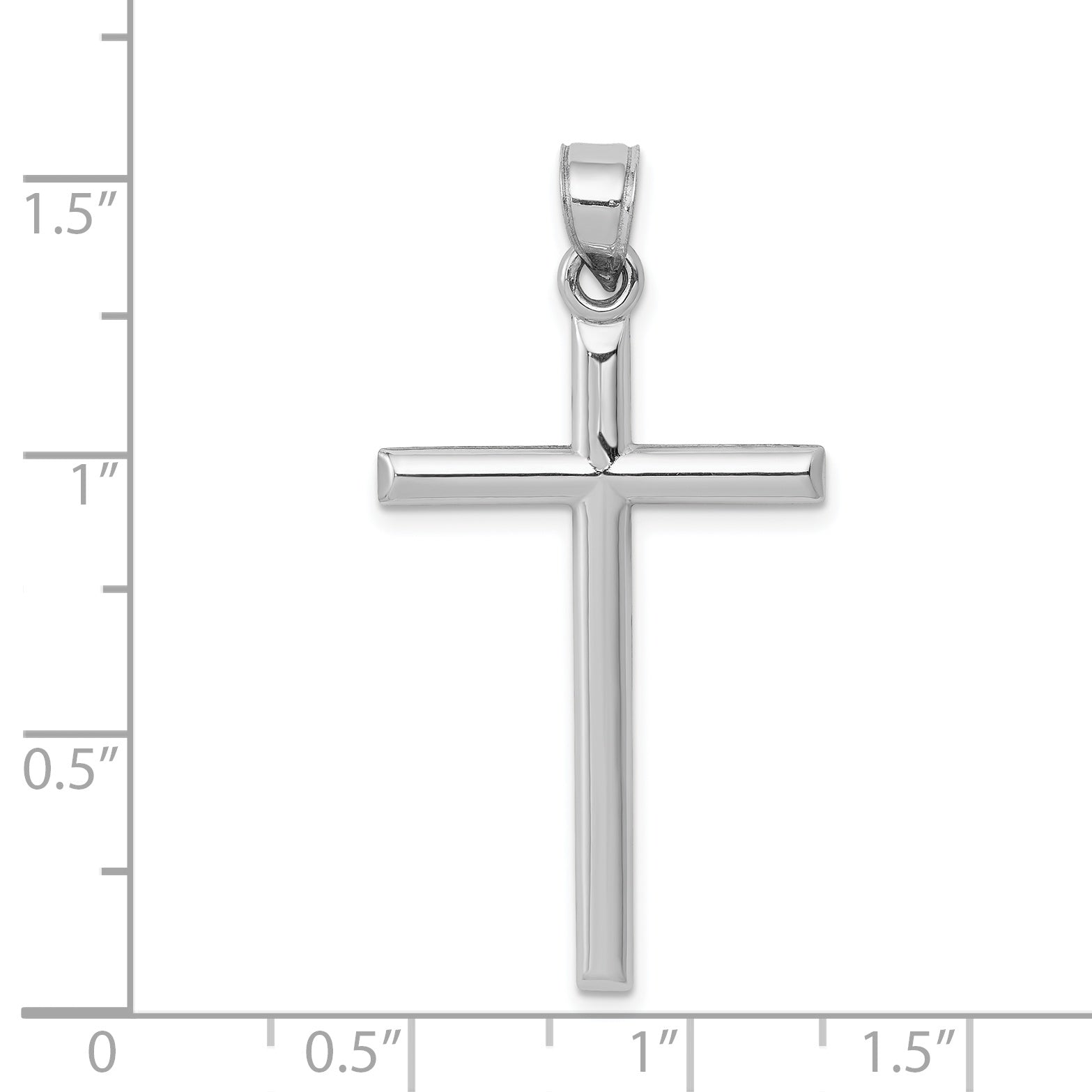 14k White Gold Hollow Cross Pendant D3168