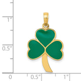 14k Green Enameled Shamrock Pendant C2195