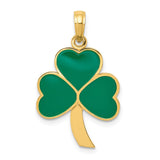 14k Green Enameled Shamrock Pendant C2195