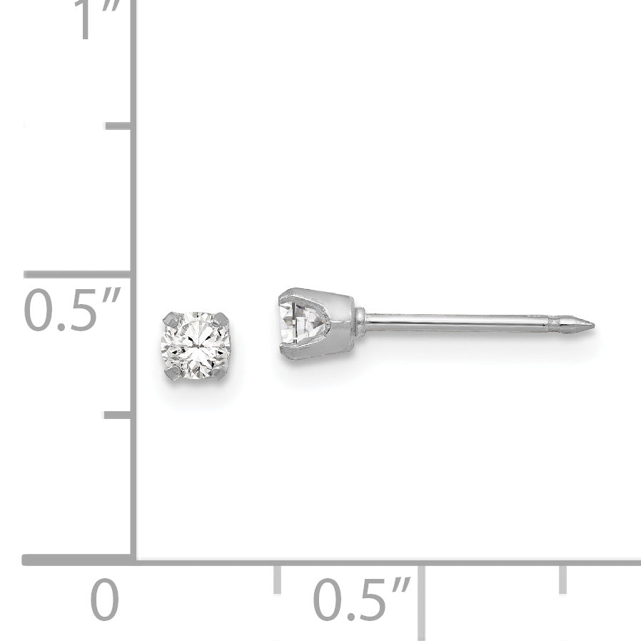Inverness 18k White Gold 3mm CZ Post Piercing Earrings 257E