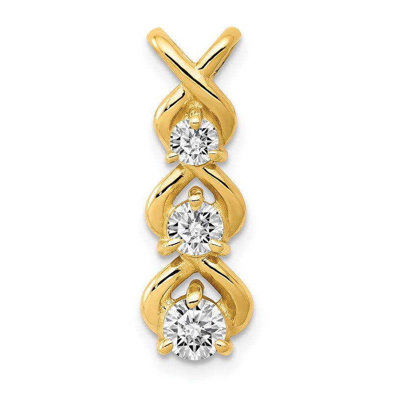 14k Complete 1/2 carat Three-stone A Diamond Criss-Cross Chain Slide XP675A