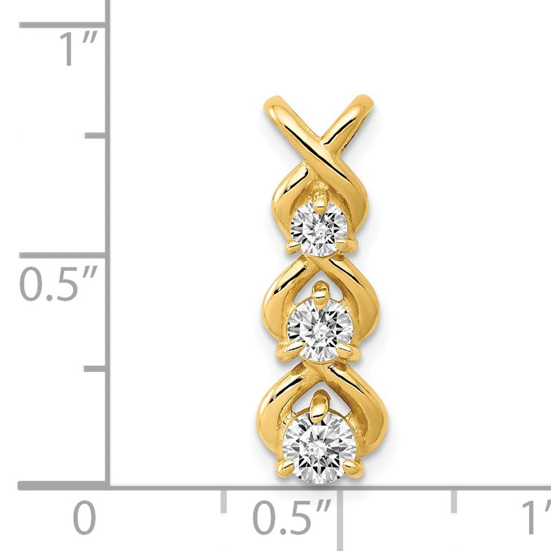 14k Complete 1/2 carat Three-stone A Diamond Criss-Cross Chain Slide XP675A