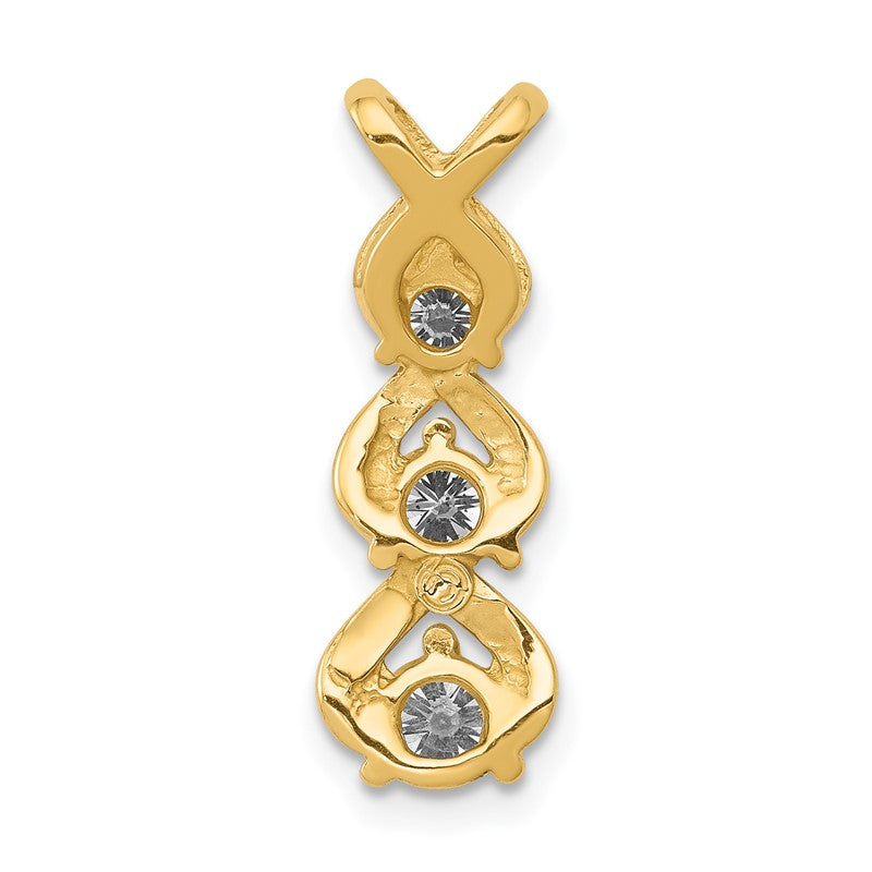 14k Complete 1/2 carat Three-stone A Diamond Criss-Cross Chain Slide XP675A