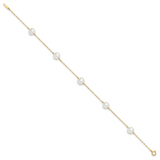 14k 7-8mm White Near-Round Freshwater Cultured Pearl 5-Station 9 inch Anklet ANK144