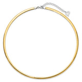 14k Two-tone 4mm Lightweight Reversible 16 inch Omega Necklace Plus 2 inch Heart Chain Extender ROML4