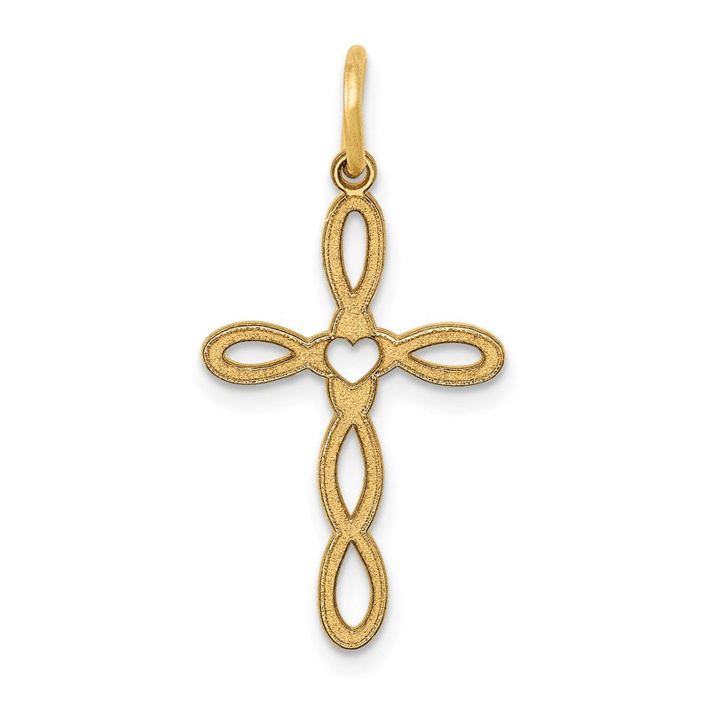 14K Loop with Center Heart Cross Pendant XR953