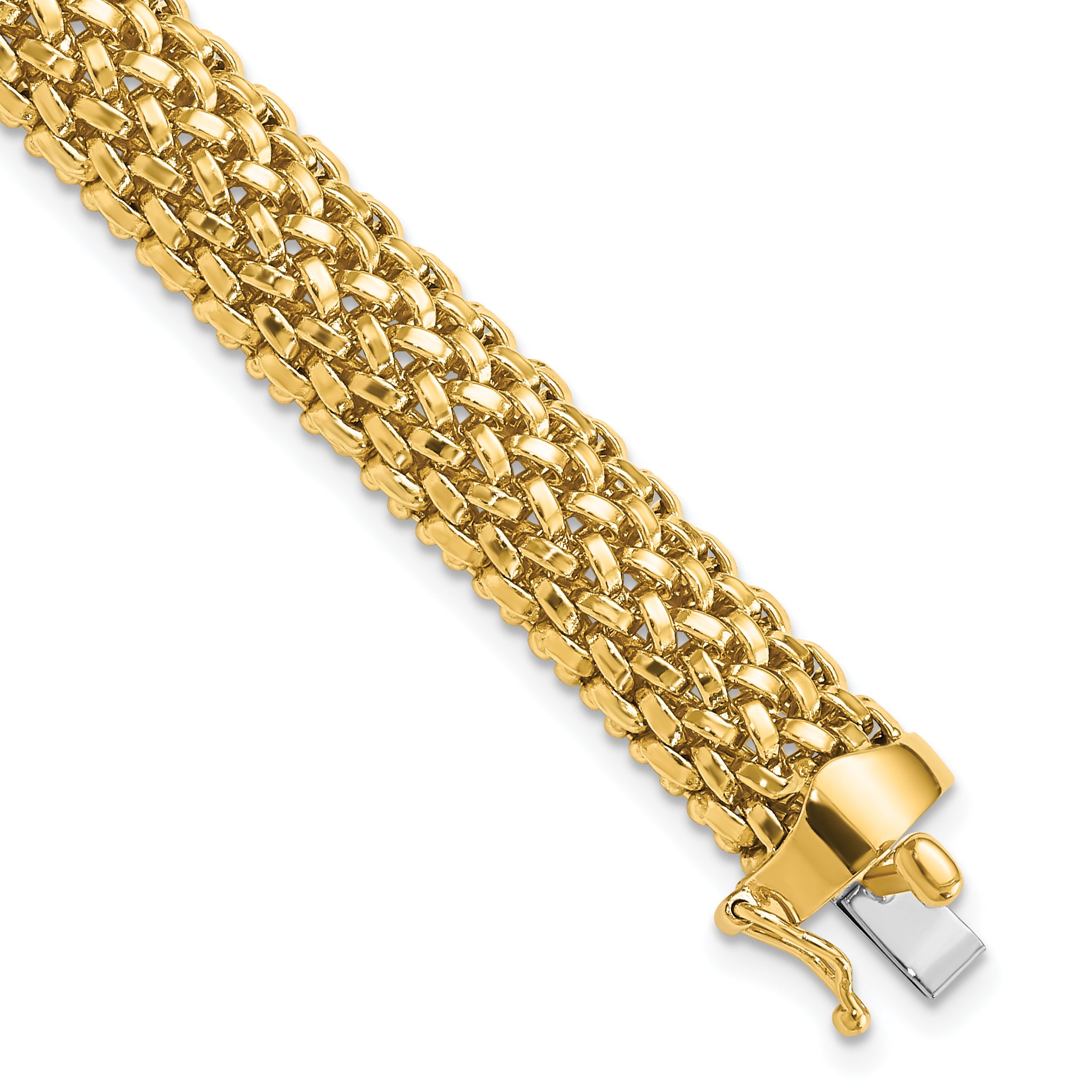 14k Polished 9.25mm Mesh 7.25 inch Bracelet SF596