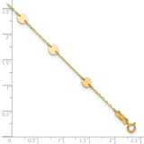 14K Polished Disc 9-Station 9 inch Plus 1 inch Extender - Total 10 inch Anklet ANK195