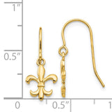 14k Fleur de lis Dangle French Hook Earrings YE1677