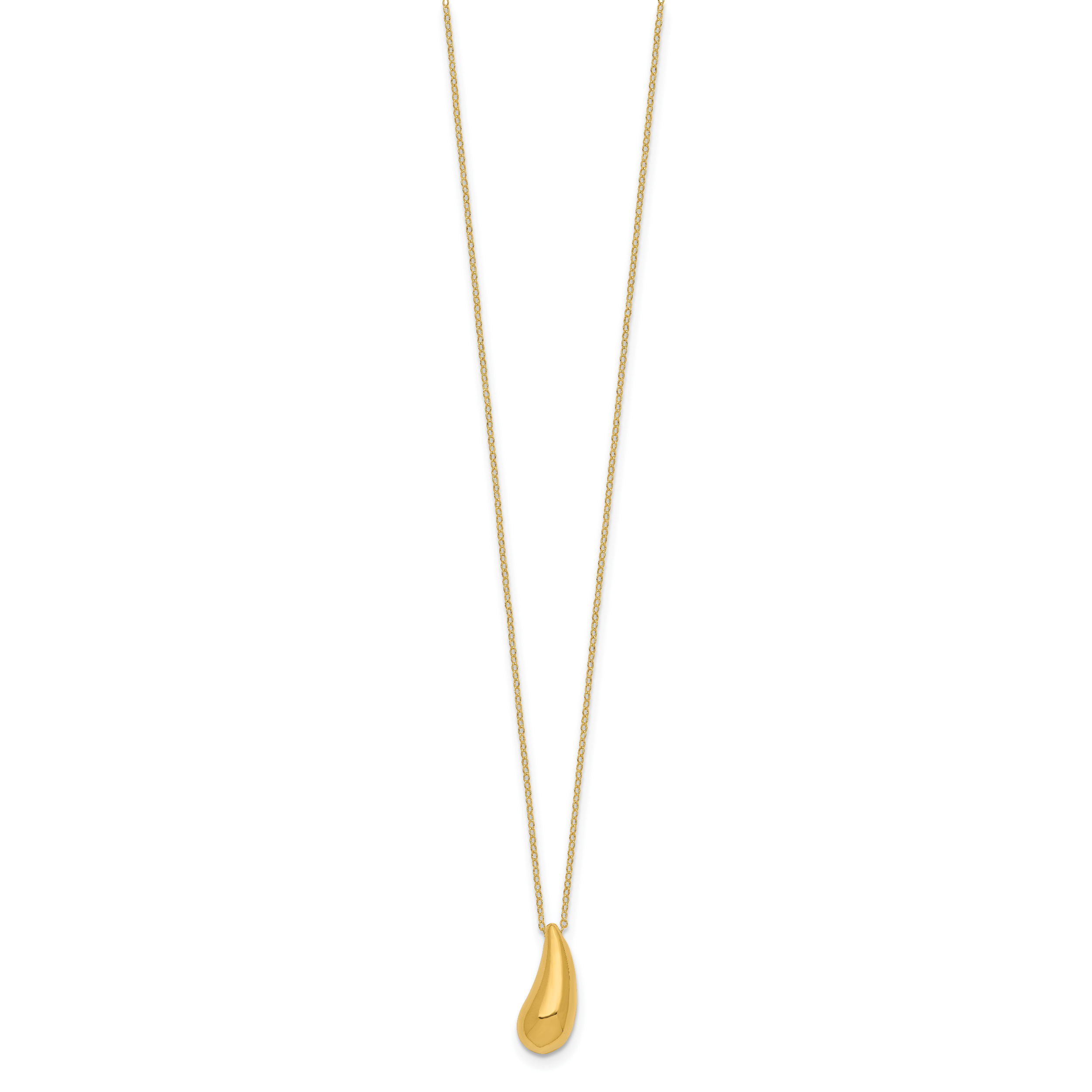 14k Polished Puffed Teardrop Pendant 18 inch Necklace SF2444