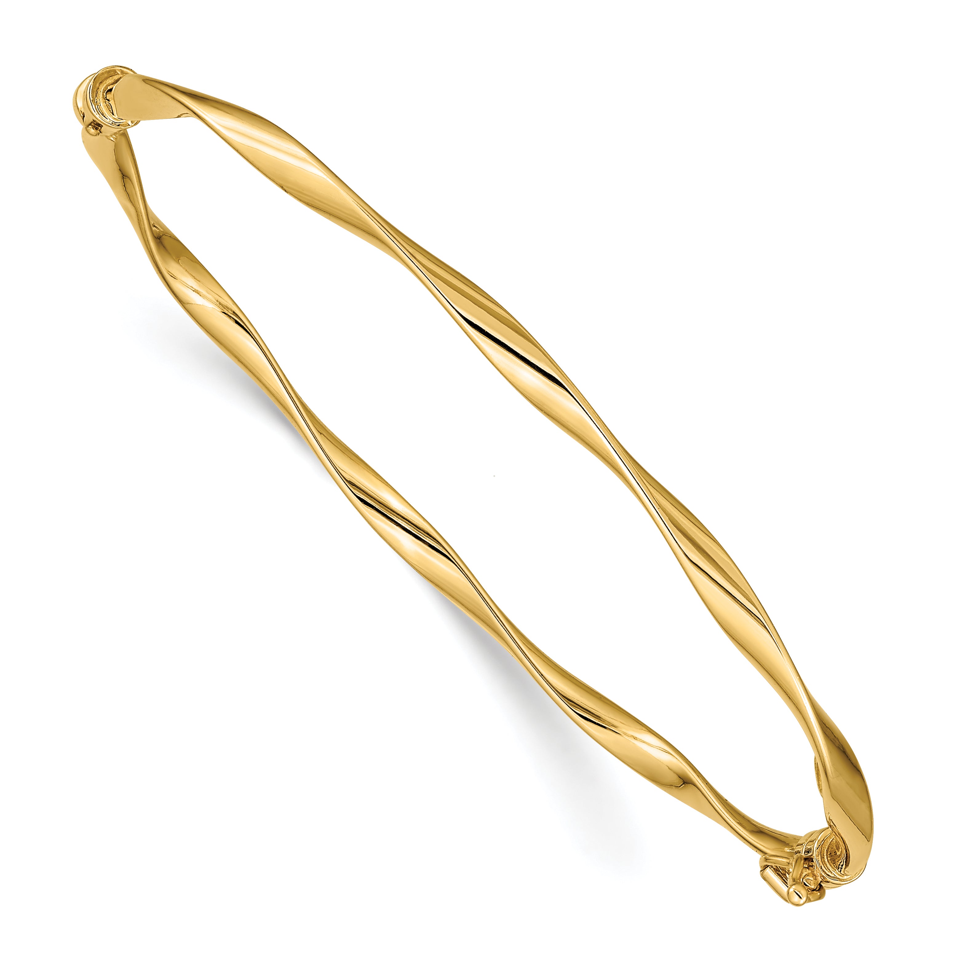 14k Polished Twisted 3.00mm Hinged Oval Bangle Bracelet DB619