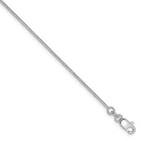 14K White Gold 10 inch 1mm Octagonal Snake with Lobster Clasp Anklet WOS100