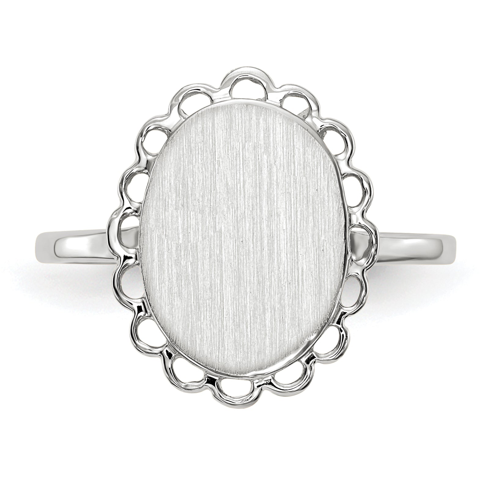 14k White Gold 9.0x11.5mm Open Back Signet Ring RS566