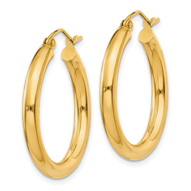 14k 3x25mm Polished Tube Hoop Earrings T937
