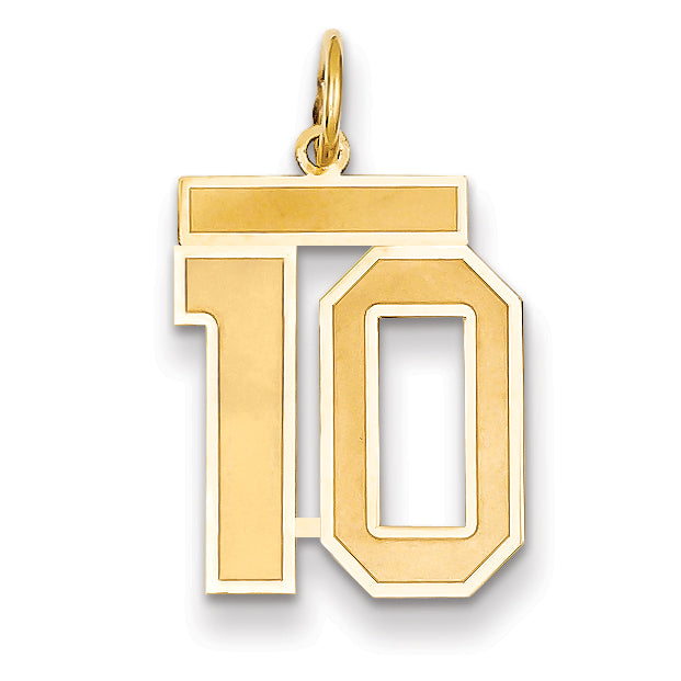 14k Medium Satin Number 10 Charm LSM10