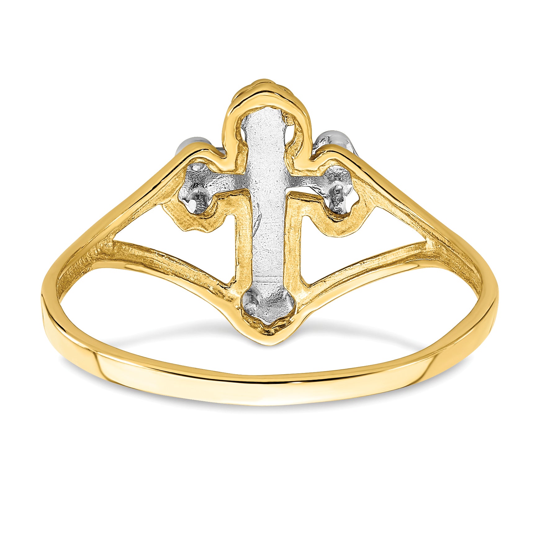14k and White Rhodium Cross Ring K2054