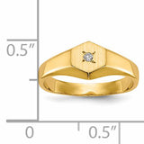 14k .02 carat AA Diamond 5.0x5.0mm Open Back Size 3 Childs Hexagonal Signet Ring RS656AA