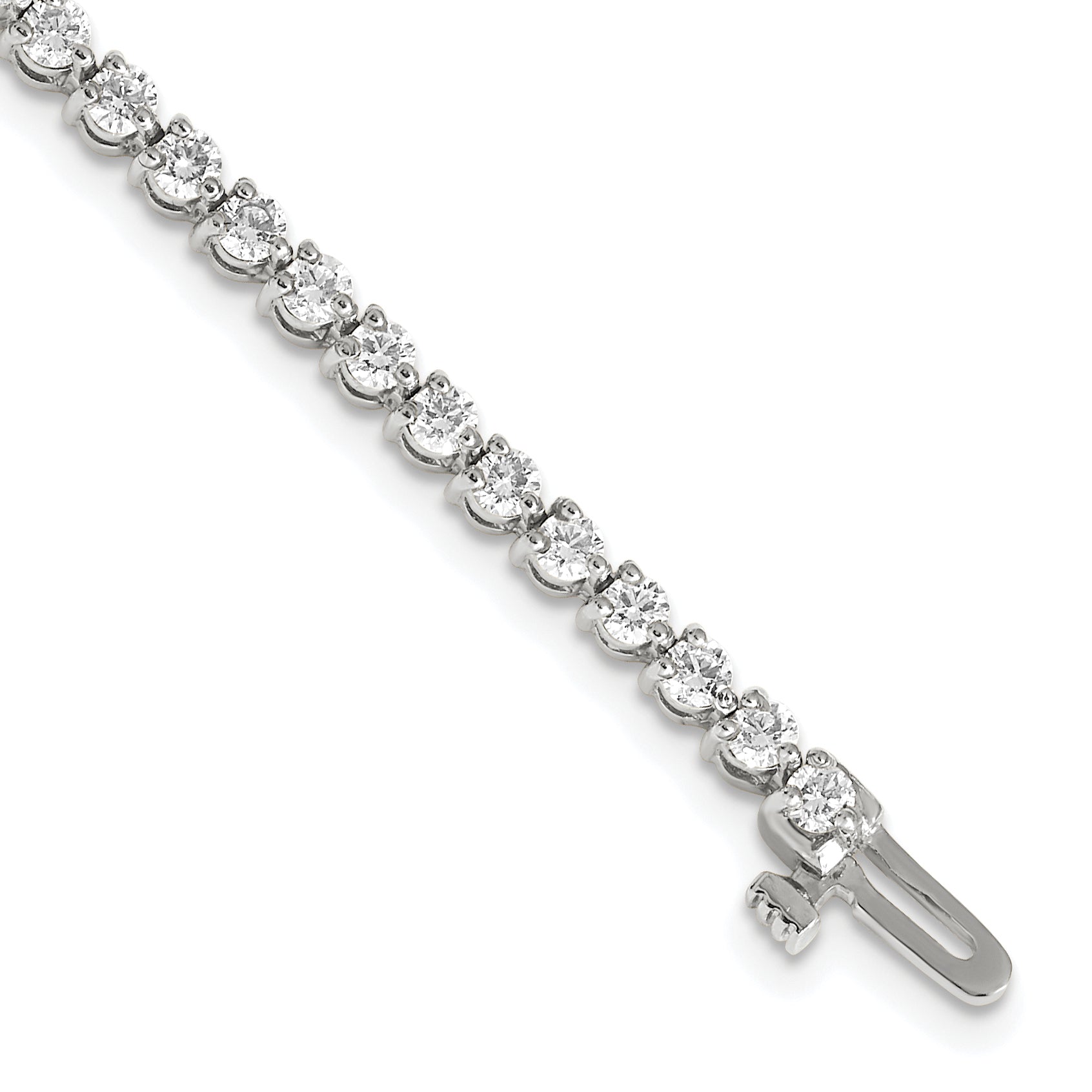 14k White Gold Complete 3.3 carat Round AA Diamond 3-prong 7 inch Tennis Bracelet X2838WAA