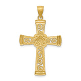 14k and White Rhodium Diamond-cut Filigree Cross Pendant K6321