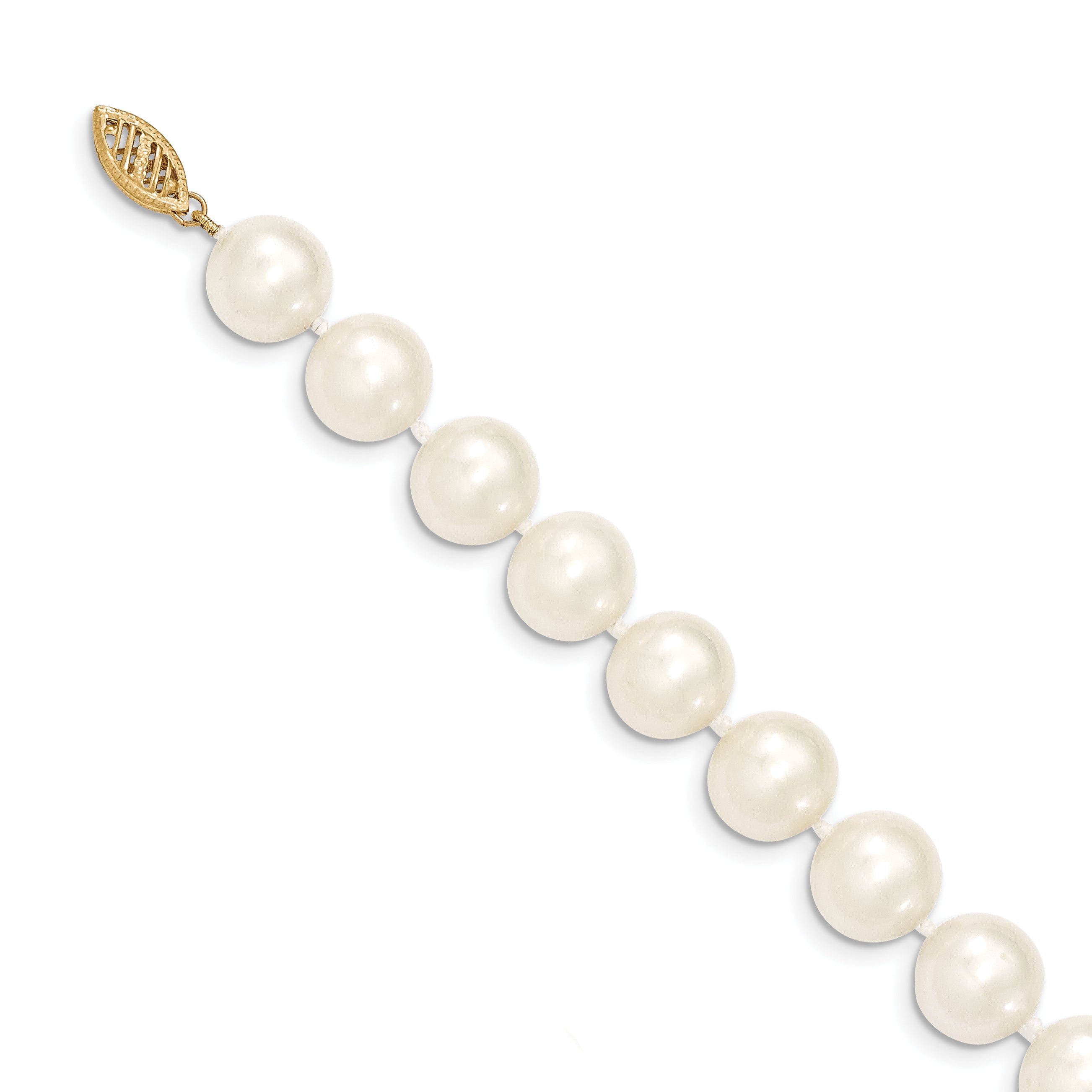 14k 10-11mm White Near-Round Freshwater Cultured Pearl 16 inch Necklace WPN100