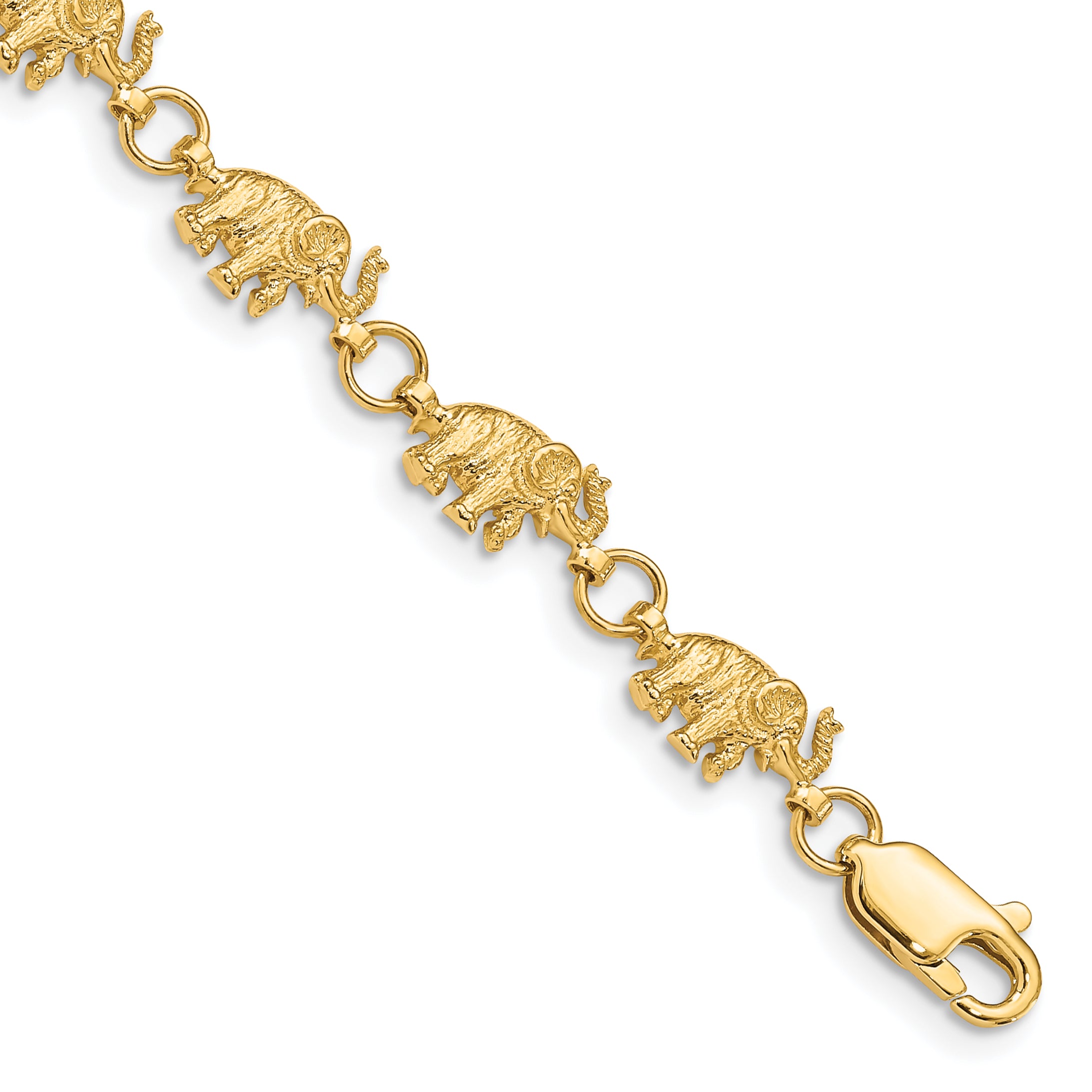 14k Polished and Textured Elephant 7 inch Bracelet FB397