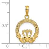 14k Flat-Backed FRIENDSHIP LOVE LOYALTY Claddagh Pendant K4769