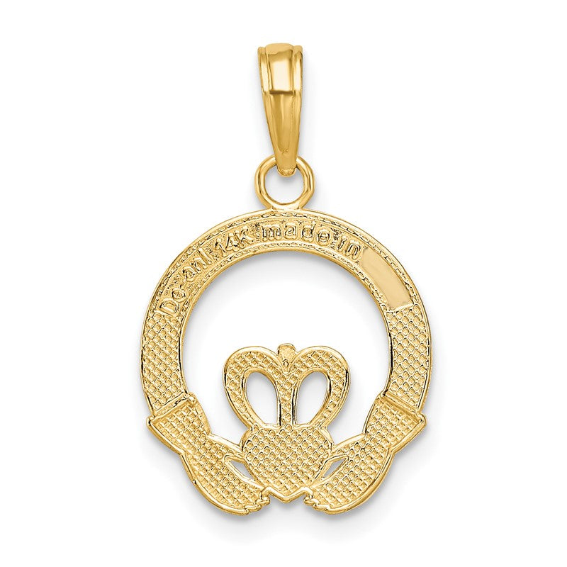 14k Flat-Backed FRIENDSHIP LOVE LOYALTY Claddagh Pendant K4769
