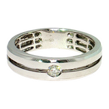 Men's 1/10 CT Diamond Wedding Ring | 14K White Gold Classic Band