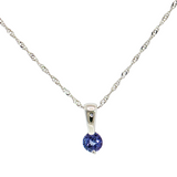 0.50 Ct Round Tanzanite Slide Pendant in 14K White Gold | 18" Chain