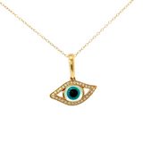 14K Yellow Gold Eye Pendant with Onyx, Mother of Pearl & 0.15ctw