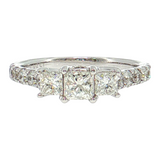14K White Gold Princess Three-Stone Diamond Engagement Ring (1.50 TWT)