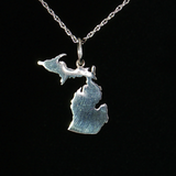 Sterling Silver State of Michigan Pendant Charm | Travel Jewelry