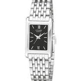Lady's Stainless Steel Black Dial Watch