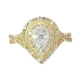 Yellow 10K Gold Pear Cluster Engagement Ring (0.50 TWT)
