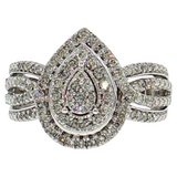 10K White Gold 0.50ctw Pear Cluster Diamond Engagement Ring