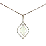 Geometric Mother of Pearl Inlay Necklace | Sterling Silver