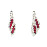 14K White Gold Ruby & Diamond Hoop Earrings (0.69 TCW)