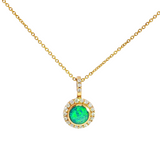 14K Yellow Gold Opal Halo Inlay Pendant Necklace (18")