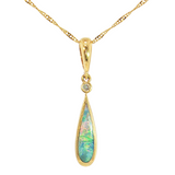 14K Yellow Gold Australian Opal Inlay Pendant Necklace