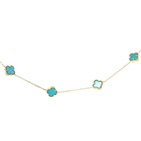 10k Gold Turquoise Clover Bracelet (8")