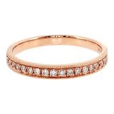 14K Rose Gold Milgrain Half-Way Diamond Wedding Band Size 6.5